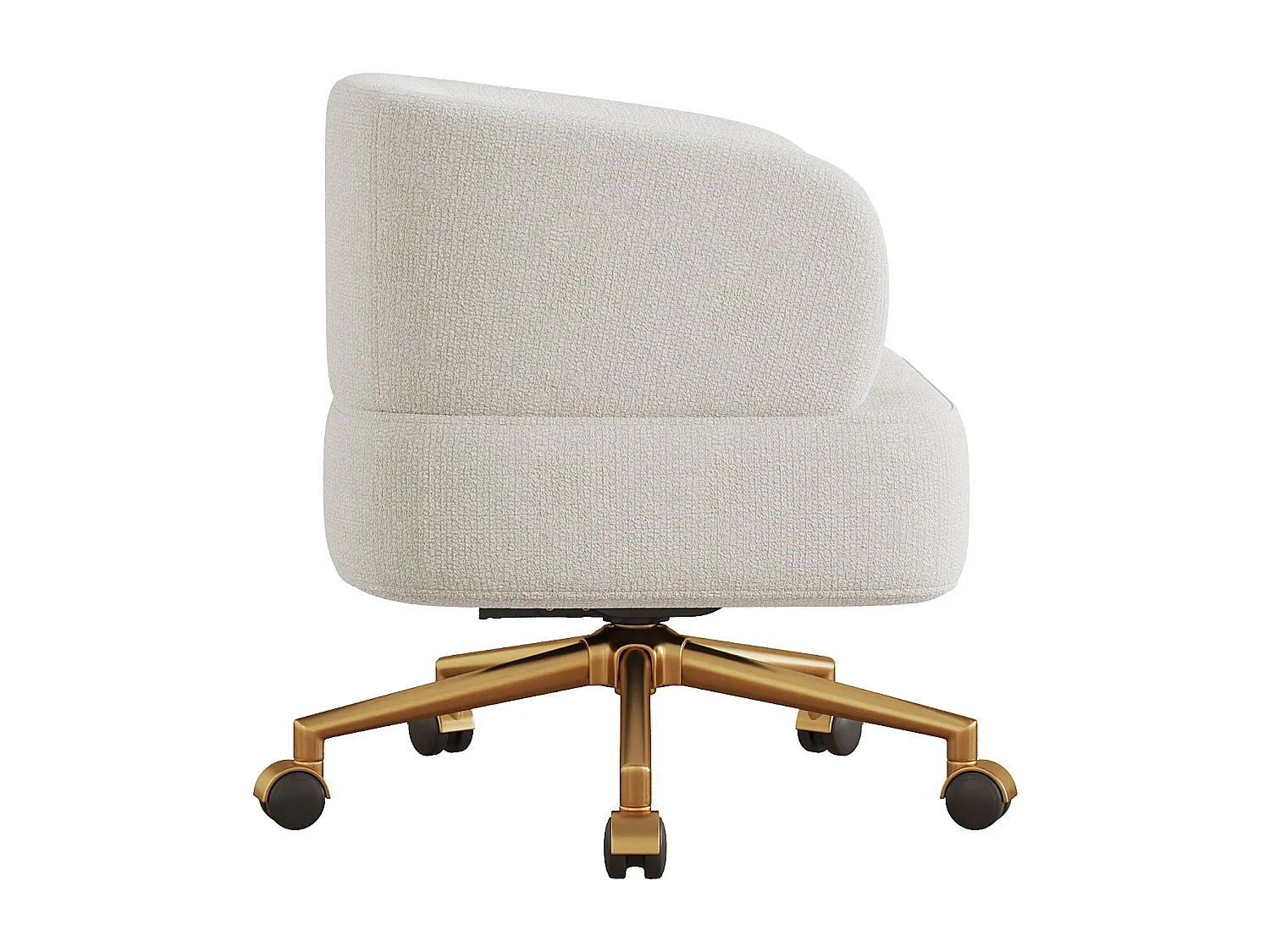 Draaibare fauteuil in beige chenille met een zitkussen van 20 cm, 71x60x71 cm