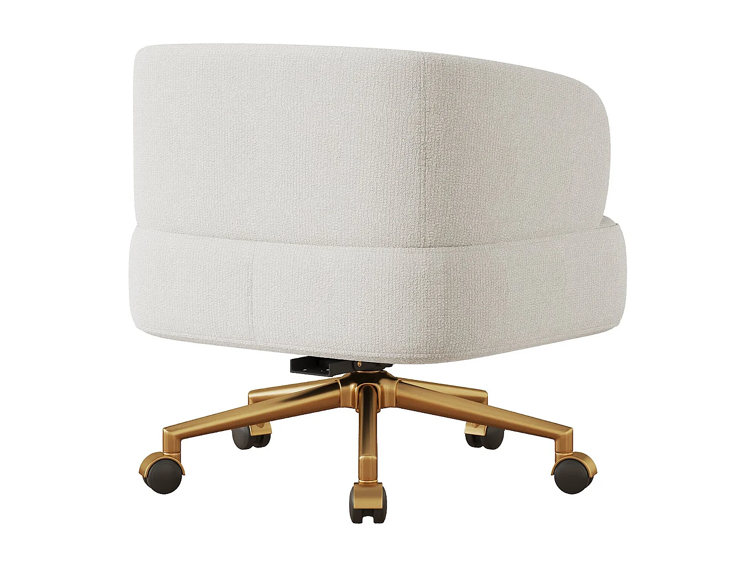 Draaibare fauteuil in beige chenille met een zitkussen van 20 cm, 71x60x71 cm