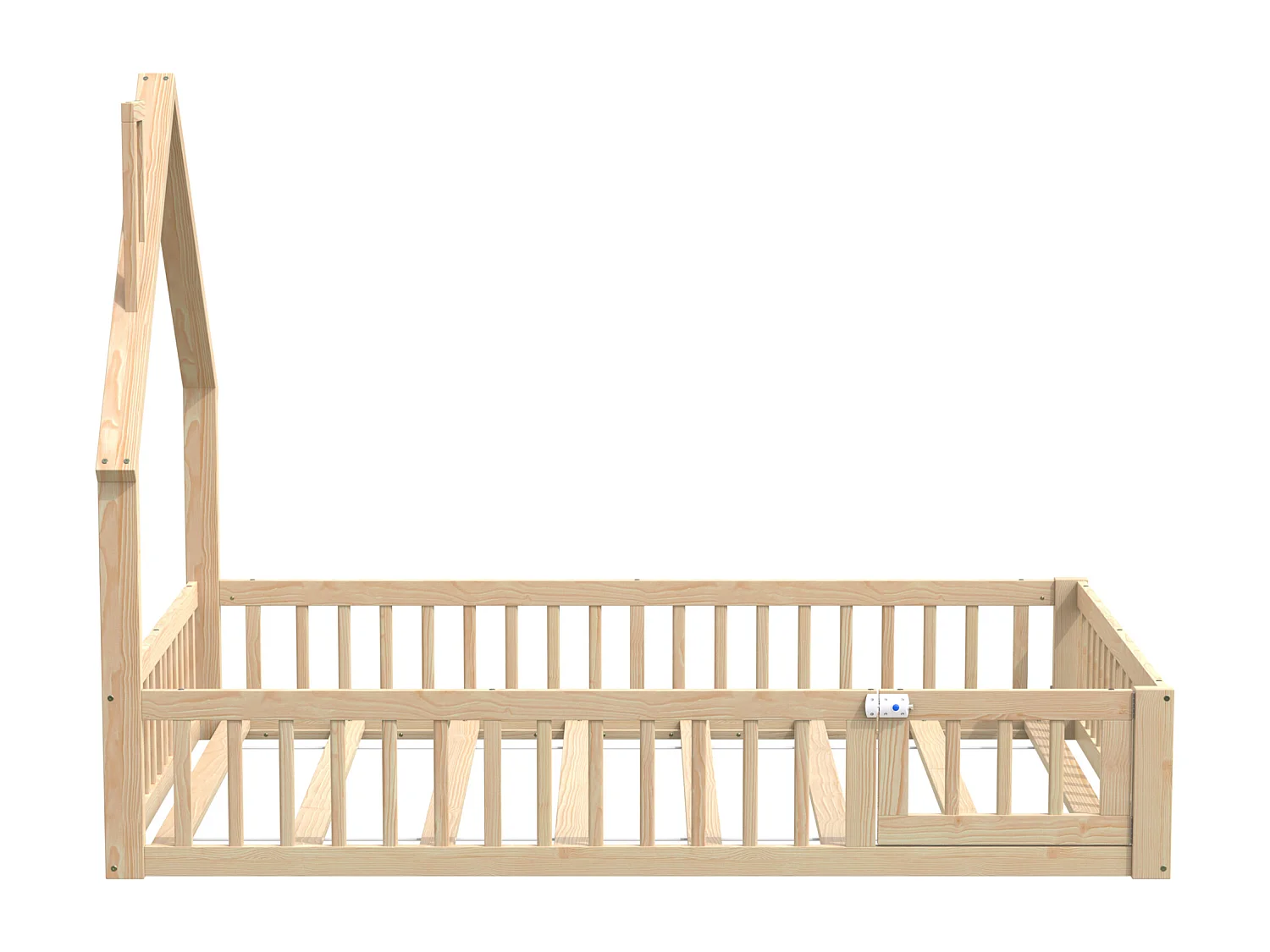 Letto a castello per bambini 140 x 190 cm a forma di camino - Legno di pino e MDF - Naturale chiaro