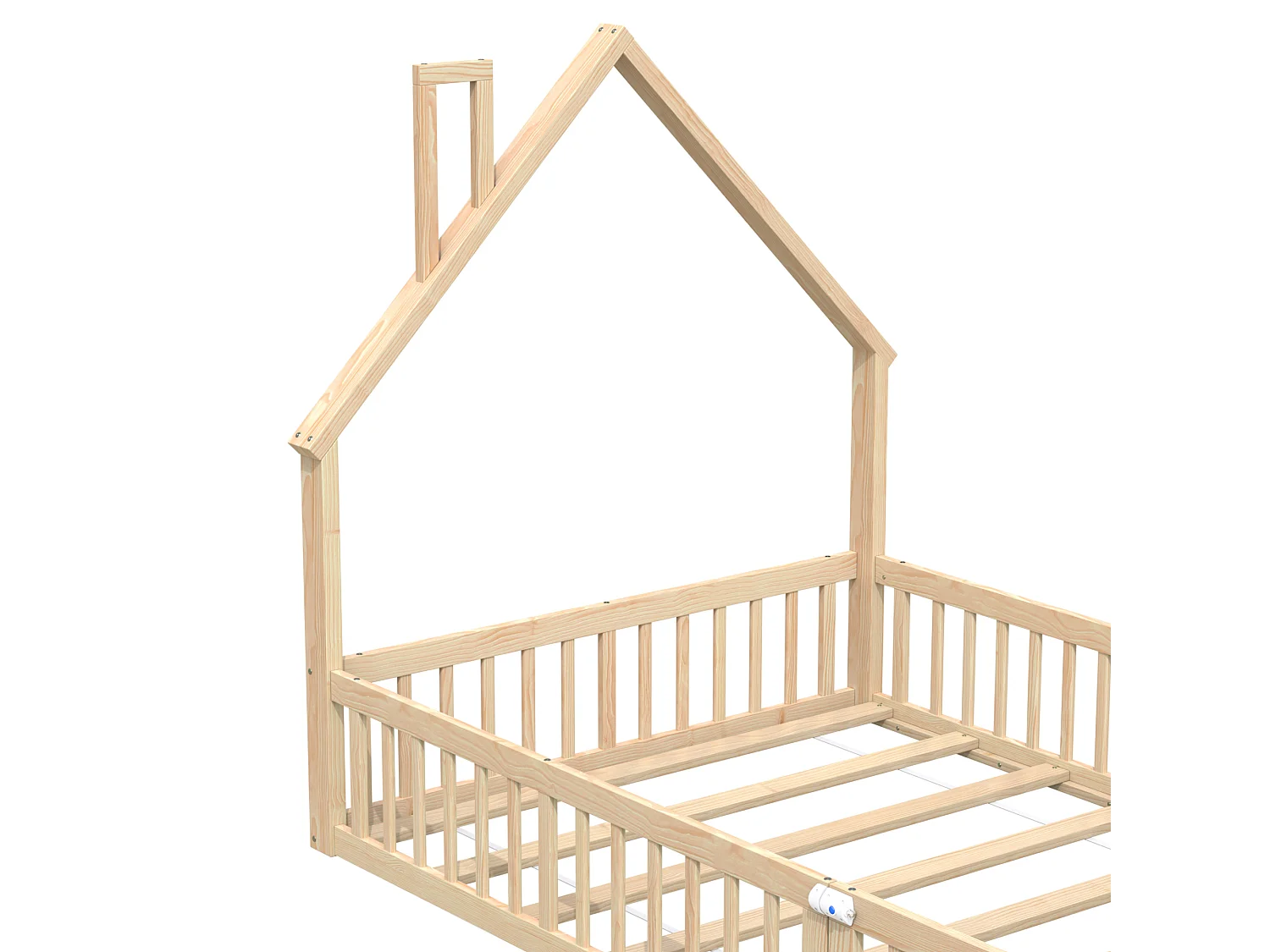 Letto a castello per bambini 140 x 190 cm a forma di camino - Legno di pino e MDF - Naturale chiaro