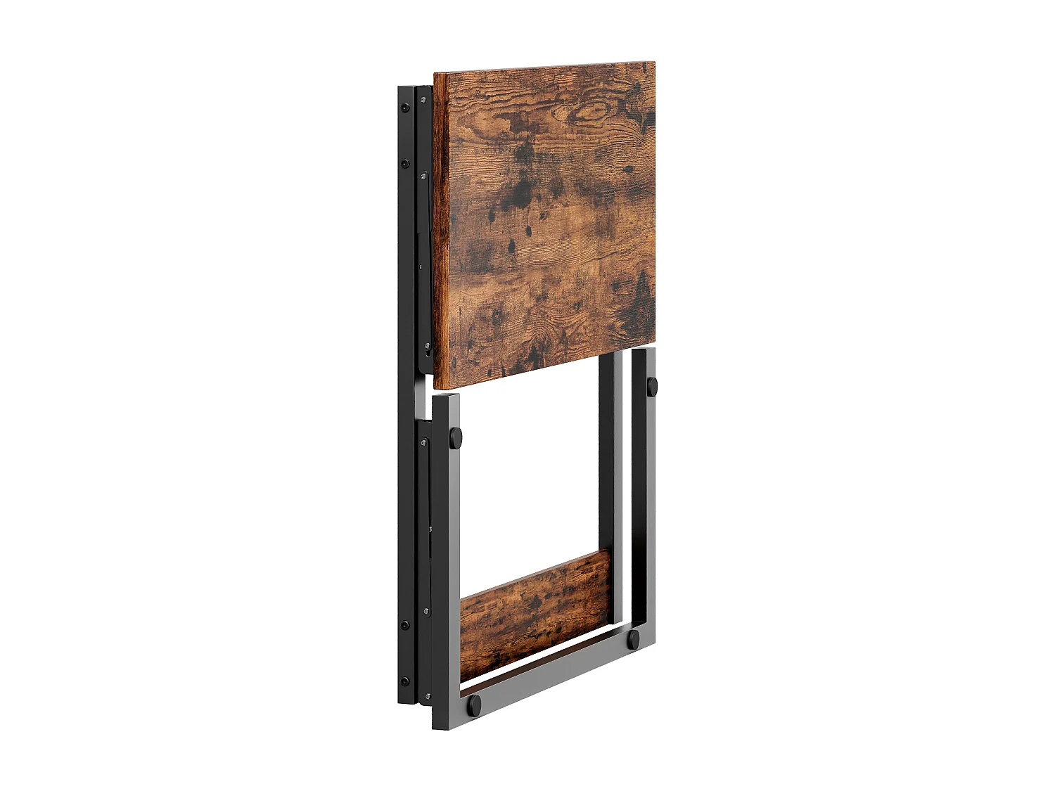 Set di 2 tavolini laterali pieghevoli - Metallo nero e legno marrone rustico