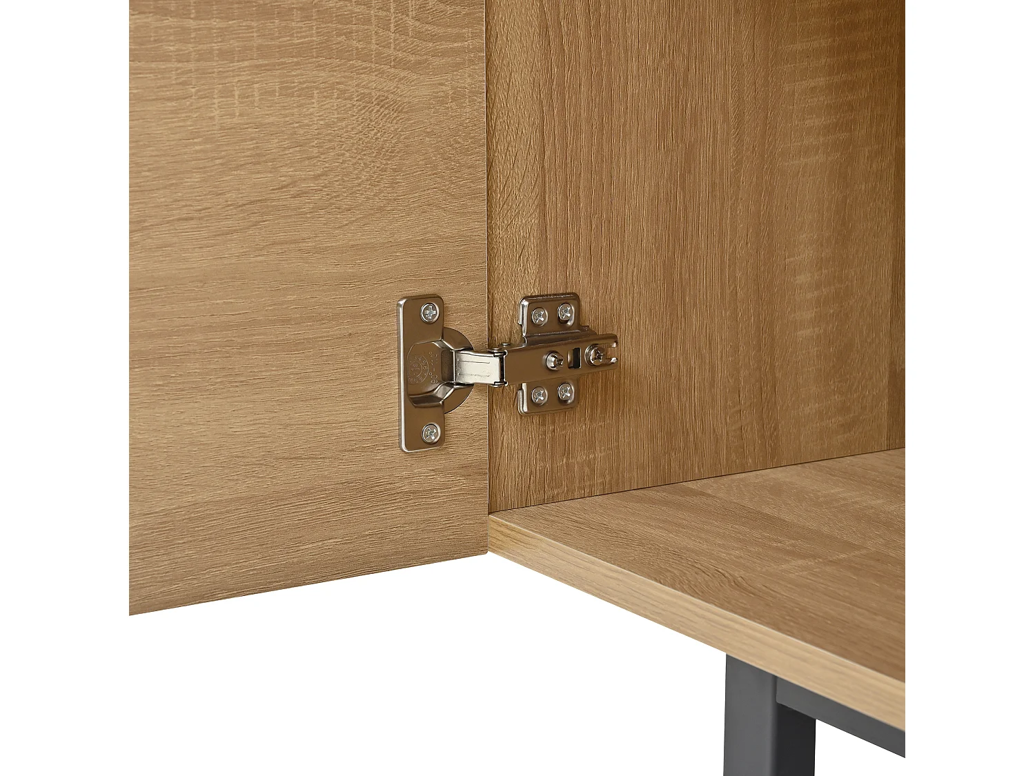 TV-meubel met structuurafwerking, 2 lades en 2 deuren - Houtkleur 180 x 38 x 51,5 cm