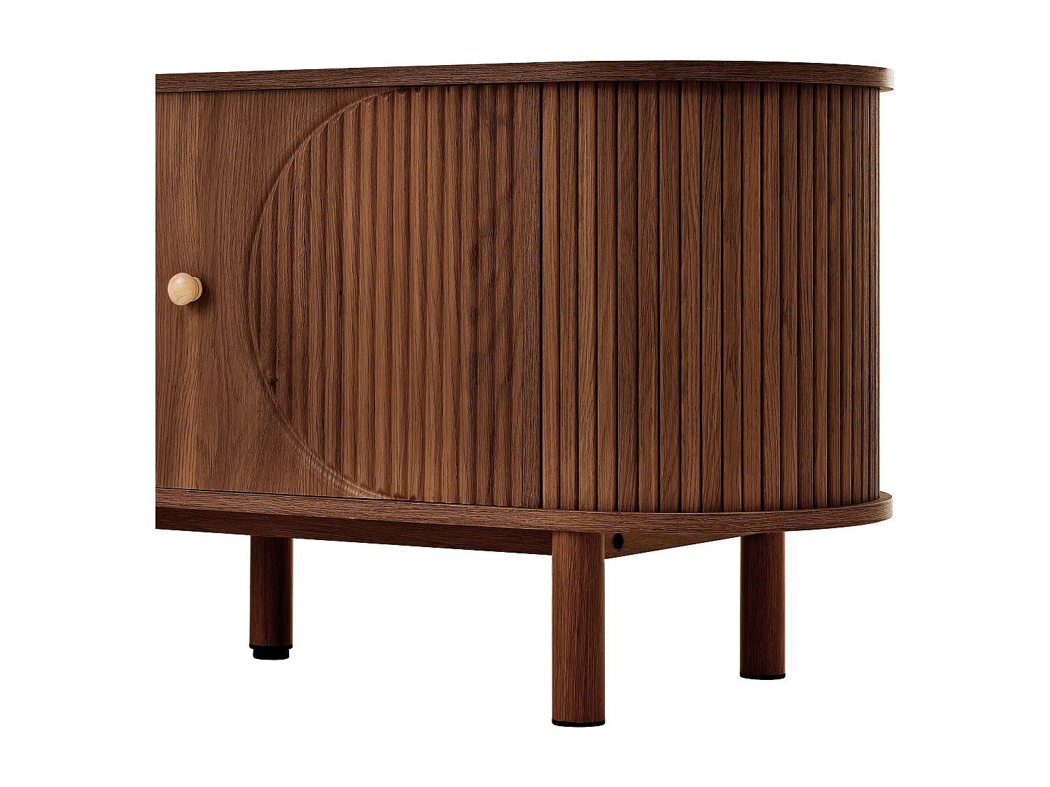 Modern tv-meubel met rotan lade en 2 deuren - Metalen poten - Bruin