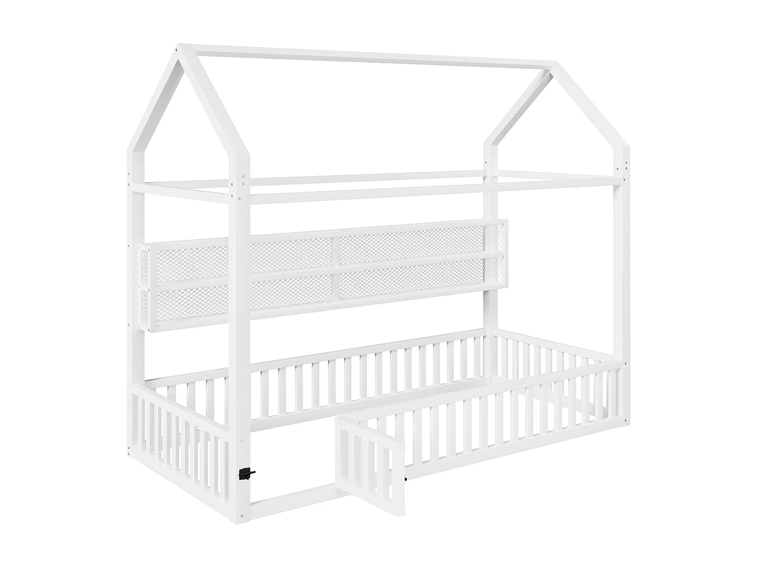 Kinderkajuitbed 90x200 cm met opbergplanken en ledverlichting - Zonder lattenbodem - Wit