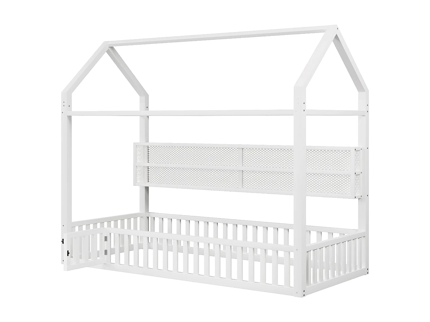 Kinderkajuitbed 90x200 cm met opbergplanken en ledverlichting - Zonder lattenbodem - Wit