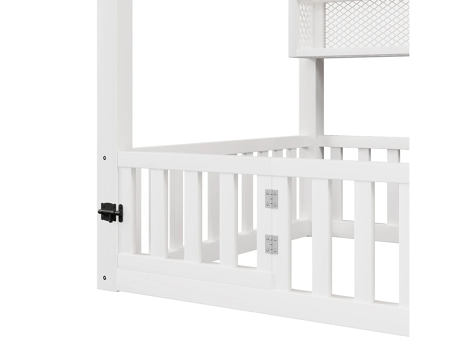 Kinderkajuitbed 90x200 cm met opbergplanken en ledverlichting - Zonder lattenbodem - Wit