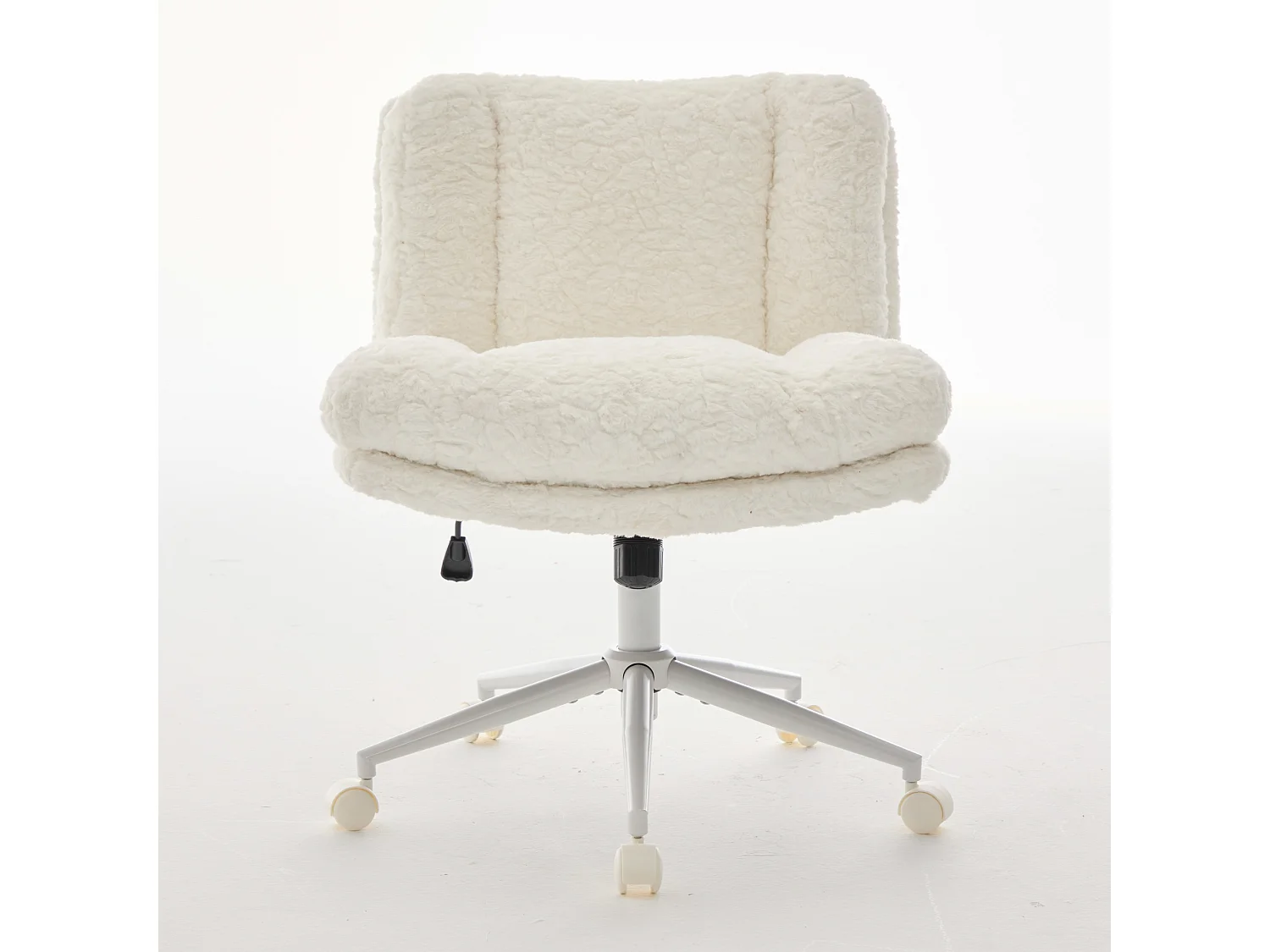 Paarse stoffen draaibare bureaustoel met dubbel kussen - in hoogte verstelbaar