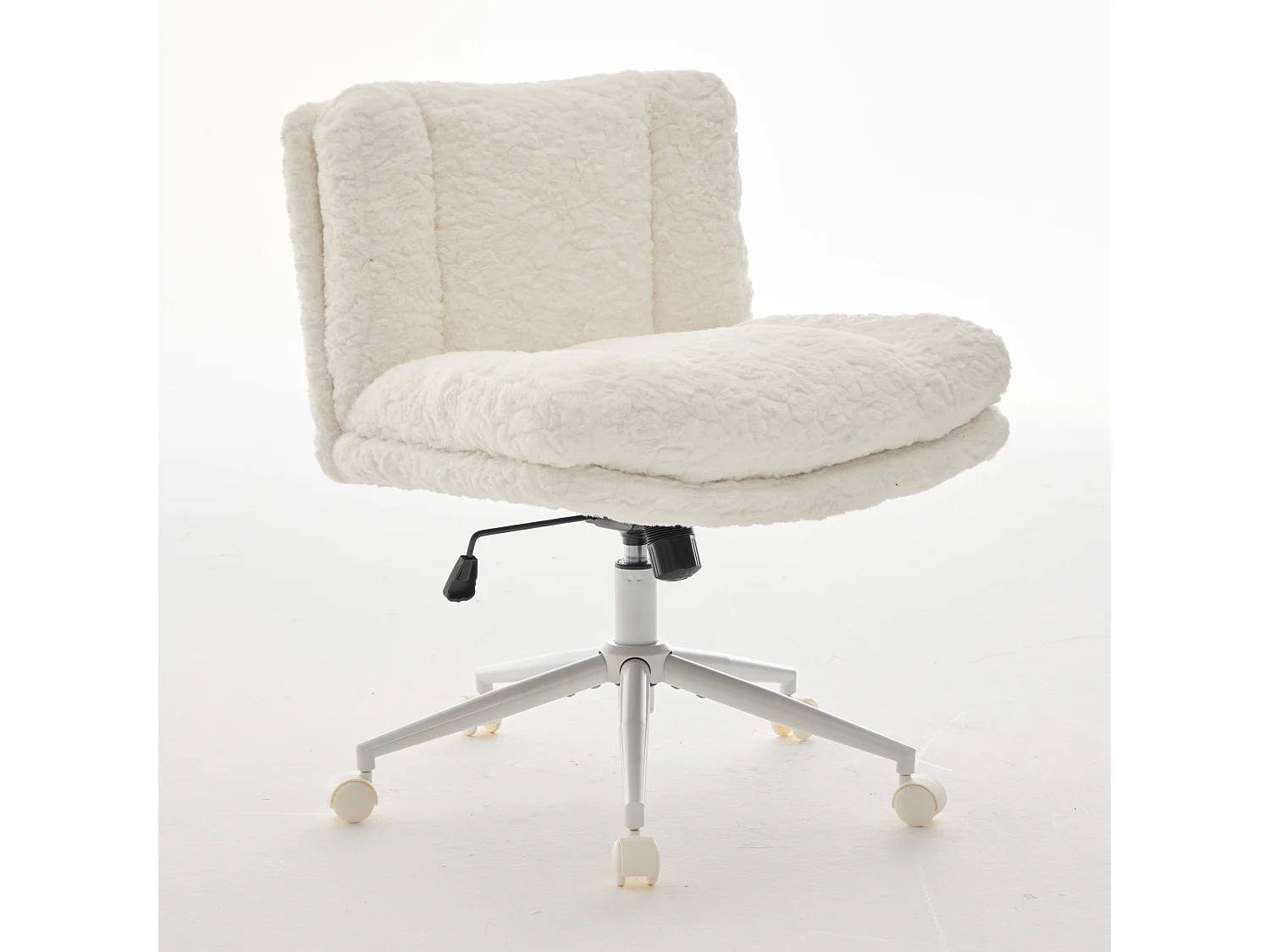 Paarse stoffen draaibare bureaustoel met dubbel kussen - in hoogte verstelbaar