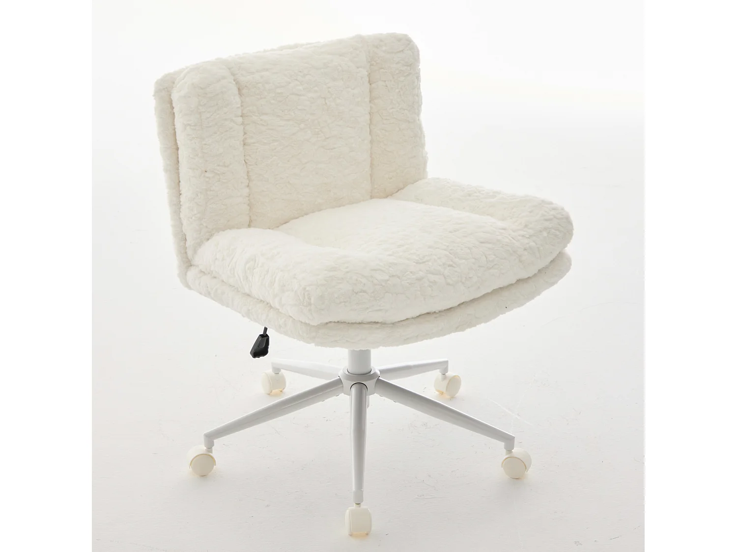 Paarse stoffen draaibare bureaustoel met dubbel kussen - in hoogte verstelbaar