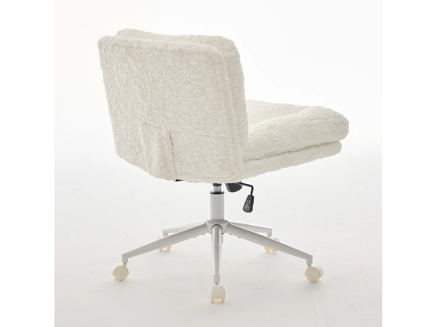 Paarse stoffen draaibare bureaustoel met dubbel kussen - in hoogte verstelbaar