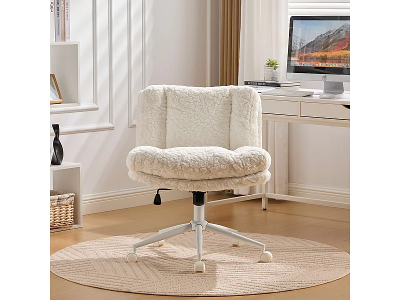 Paarse stoffen draaibare bureaustoel met dubbel kussen - in hoogte verstelbaar