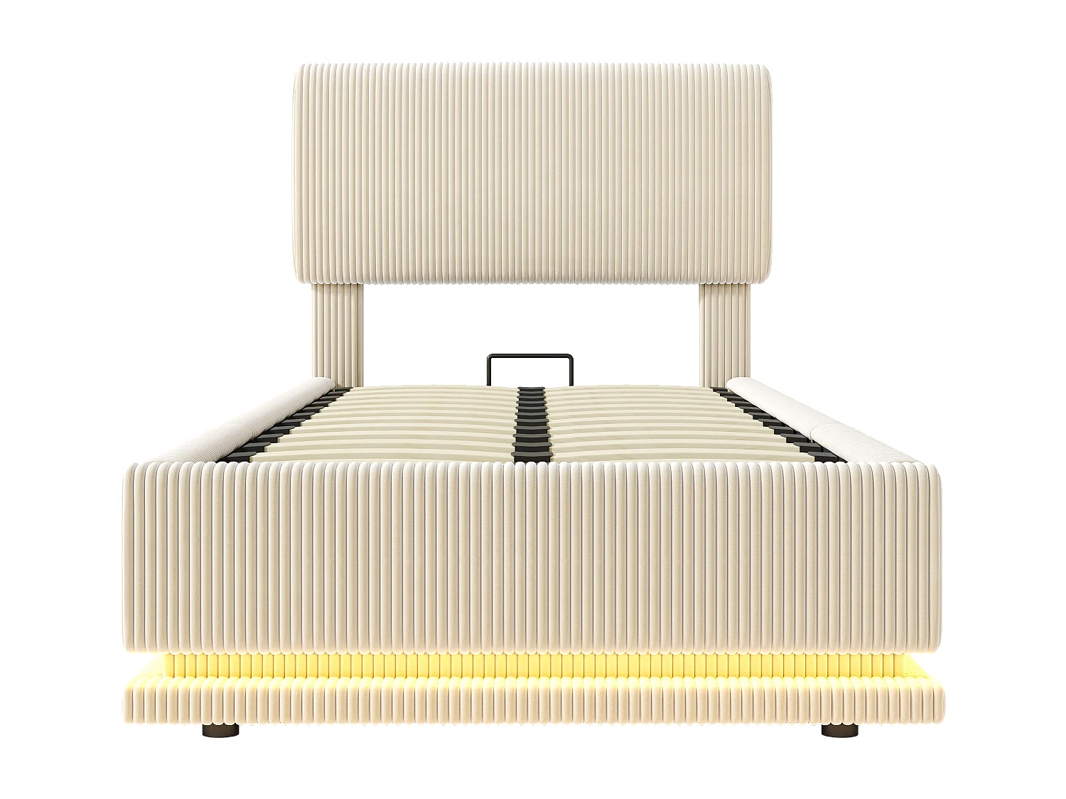 Cama infantil con canapé de 90x200 cm con LED y puertos USB - Pana beige