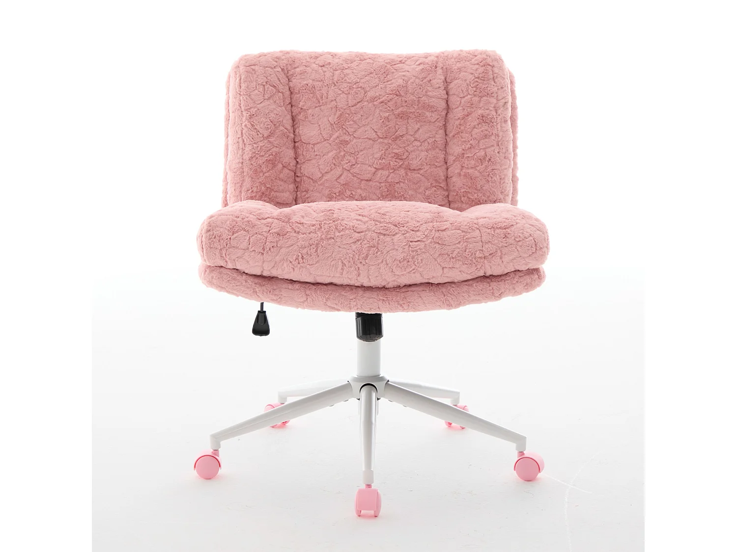 Chaise de bureau pivotante en tissu rose avec double coussin - Hauteur réglable