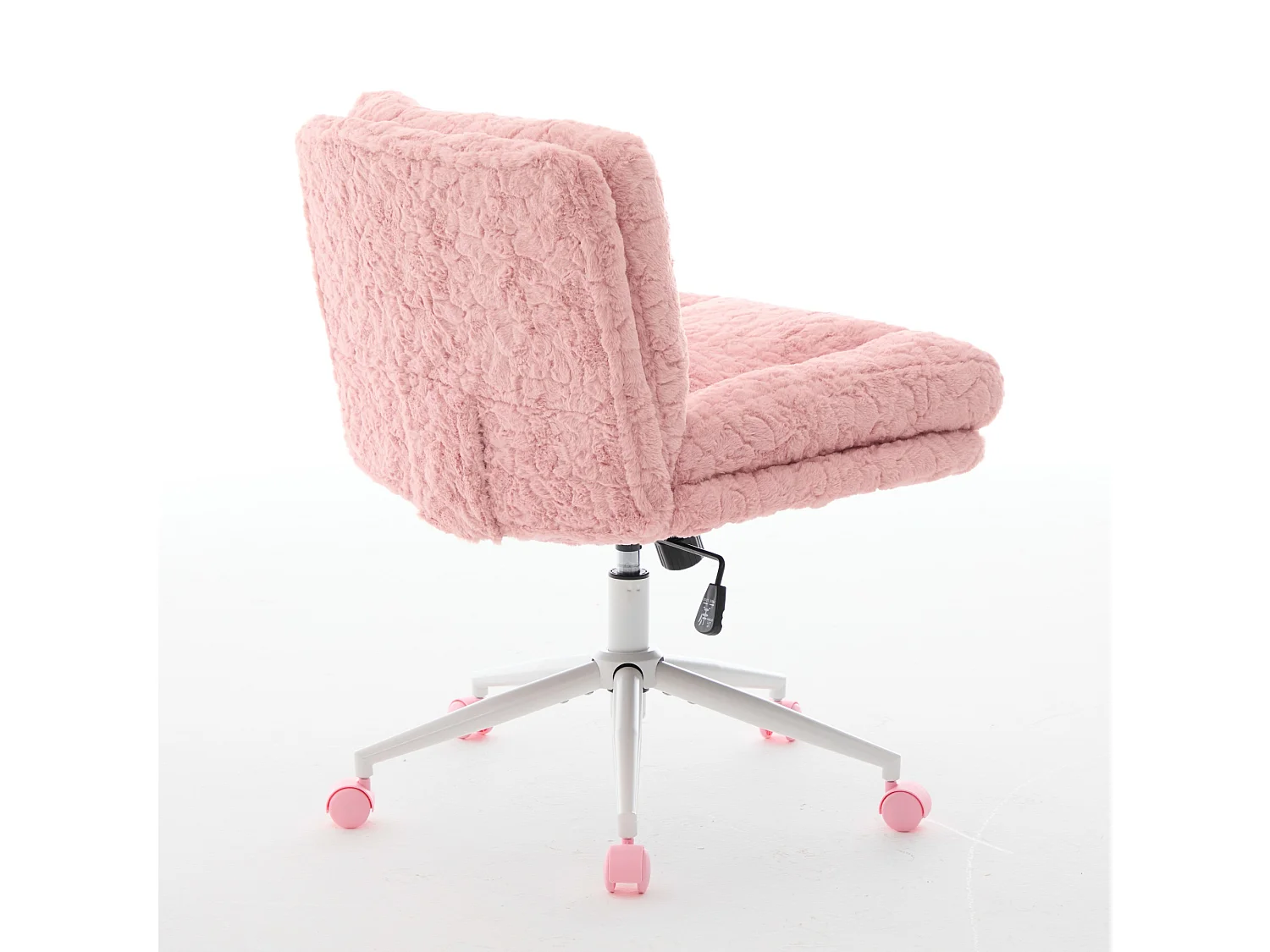 Chaise de bureau pivotante en tissu rose avec double coussin - Hauteur réglable