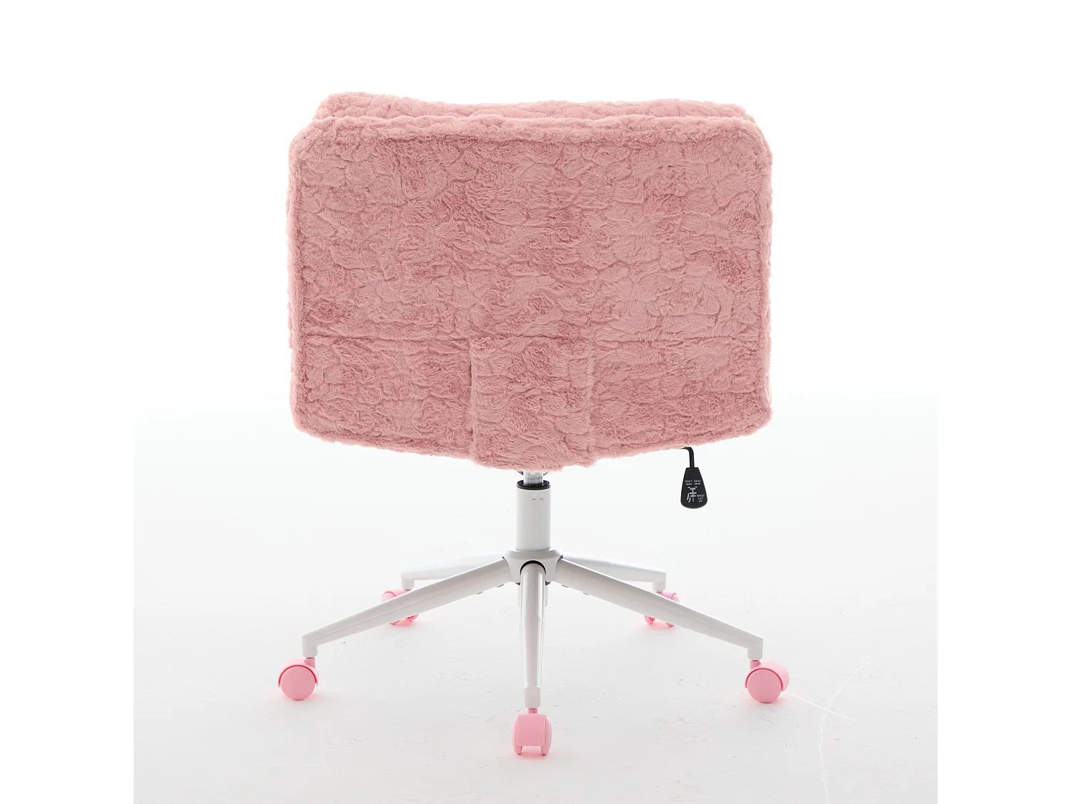 Chaise de bureau pivotante en tissu rose avec double coussin - Hauteur réglable