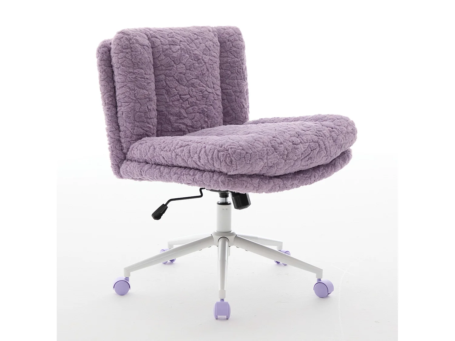 Chaise de bureau pivotante en tissu violet avec double coussin - Hauteur réglable