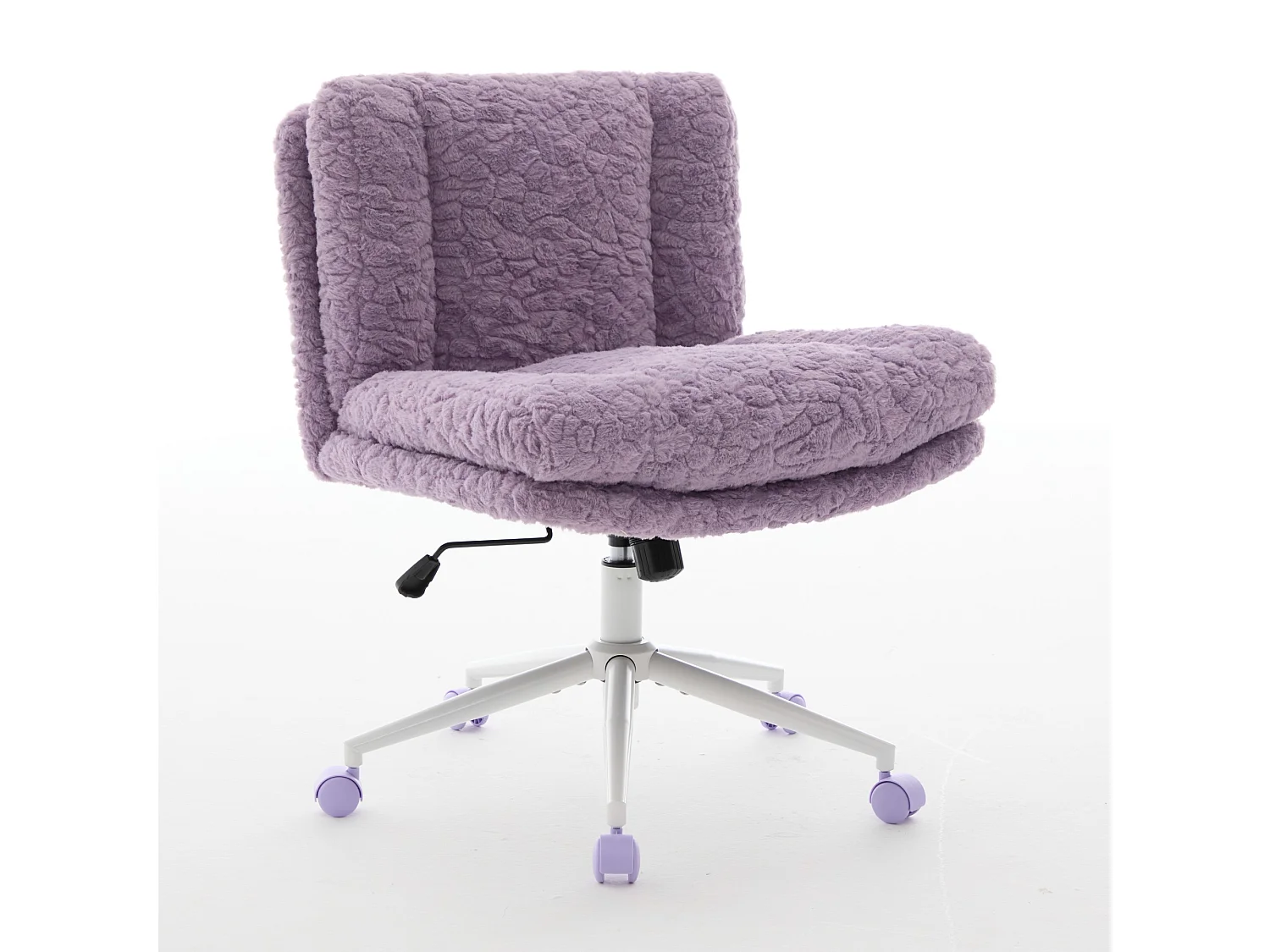 Chaise de bureau pivotante en tissu violet avec double coussin - Hauteur réglable