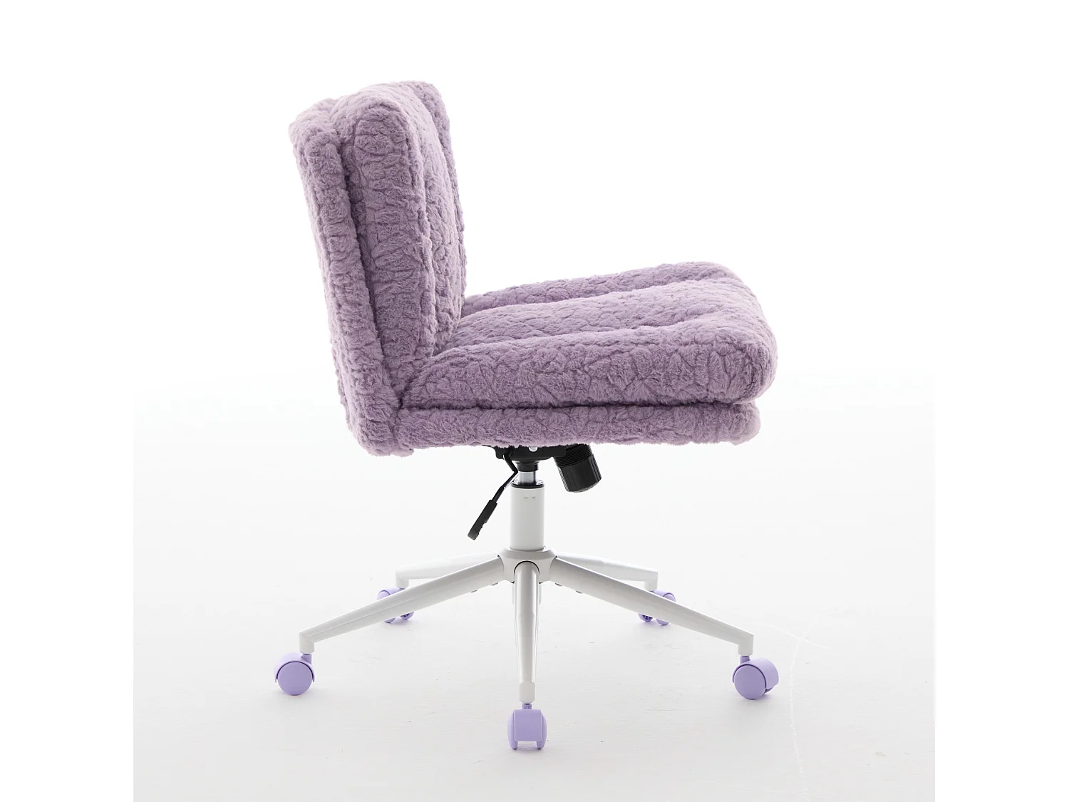 Chaise de bureau pivotante en tissu violet avec double coussin - Hauteur réglable