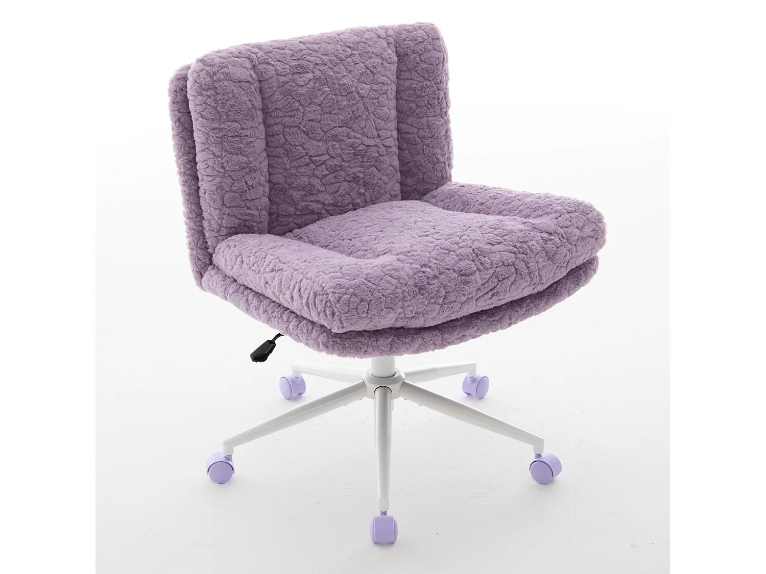 Chaise de bureau pivotante en tissu violet avec double coussin - Hauteur réglable