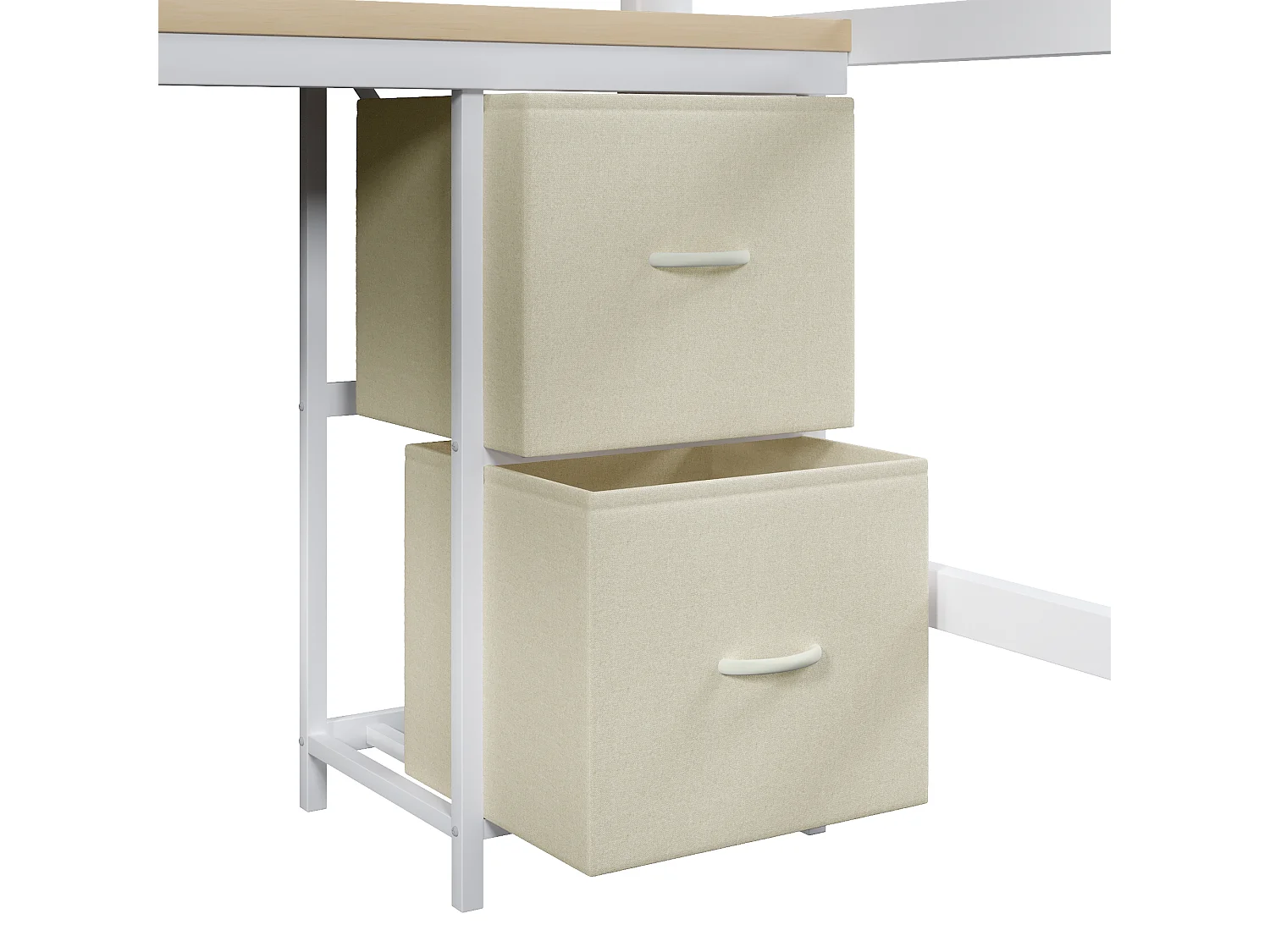 Metalen hoogslaper van 140x200 cm met bureau, USB- en LED-aansluitingen en 2 lades - wit