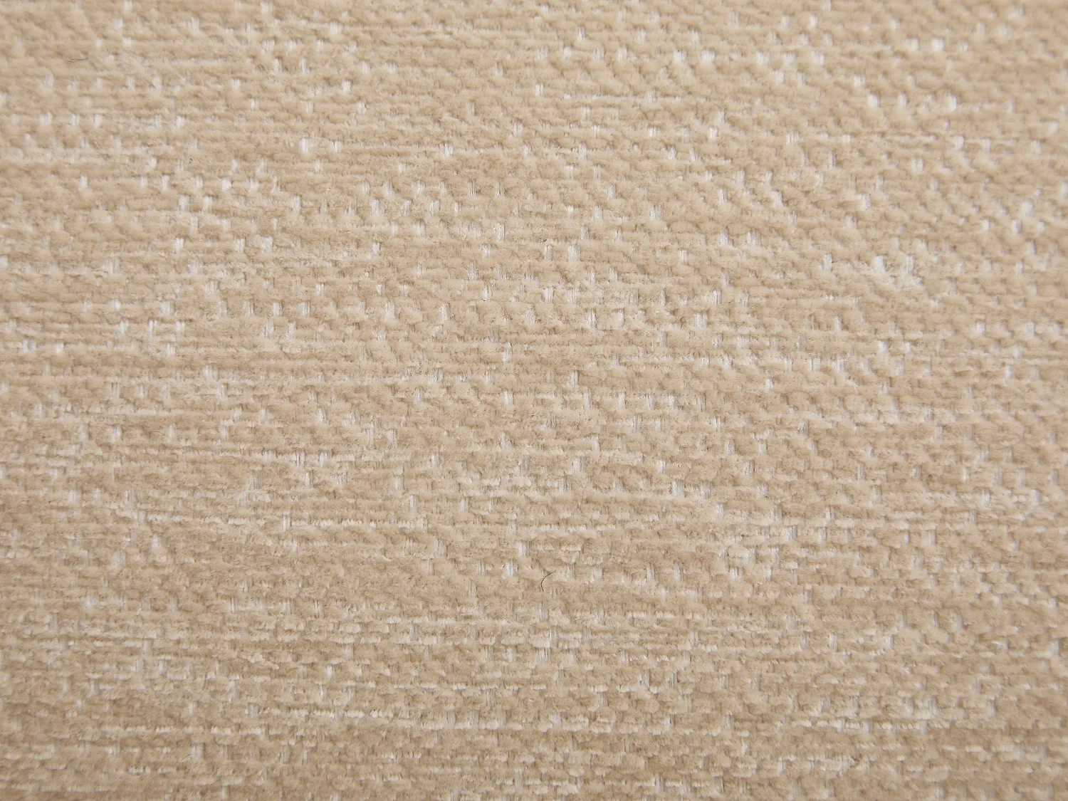 Canapé d'angle droit et pouf en tissu texturé beige MIBASTO