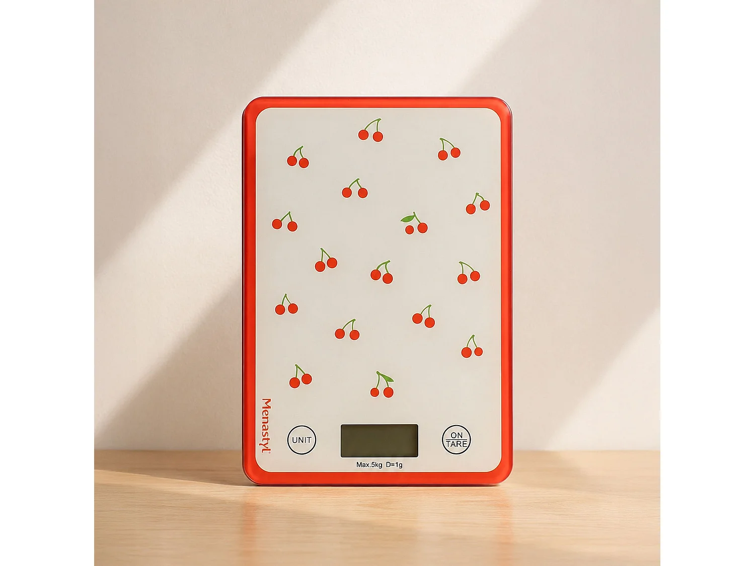 Menastyl - Balance électronique Cerise En Plastique Et Verre Trempé 5k 1g
