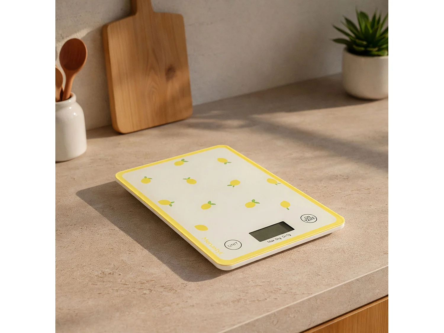 Menastyl - Balance électronique Citron En Plastique Et Verre Trempé 5k 1g