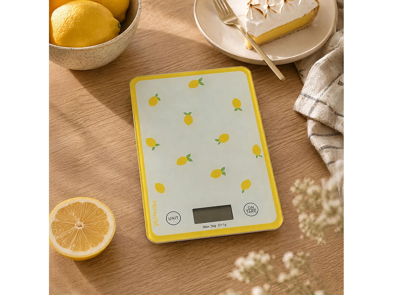Menastyl - Balance électronique Citron En Plastique Et Verre Trempé 5k 1g