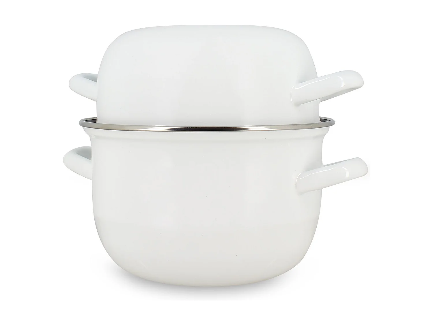 Menastyl - Marmite à Moules 18cm En Acier émaillé Blanc