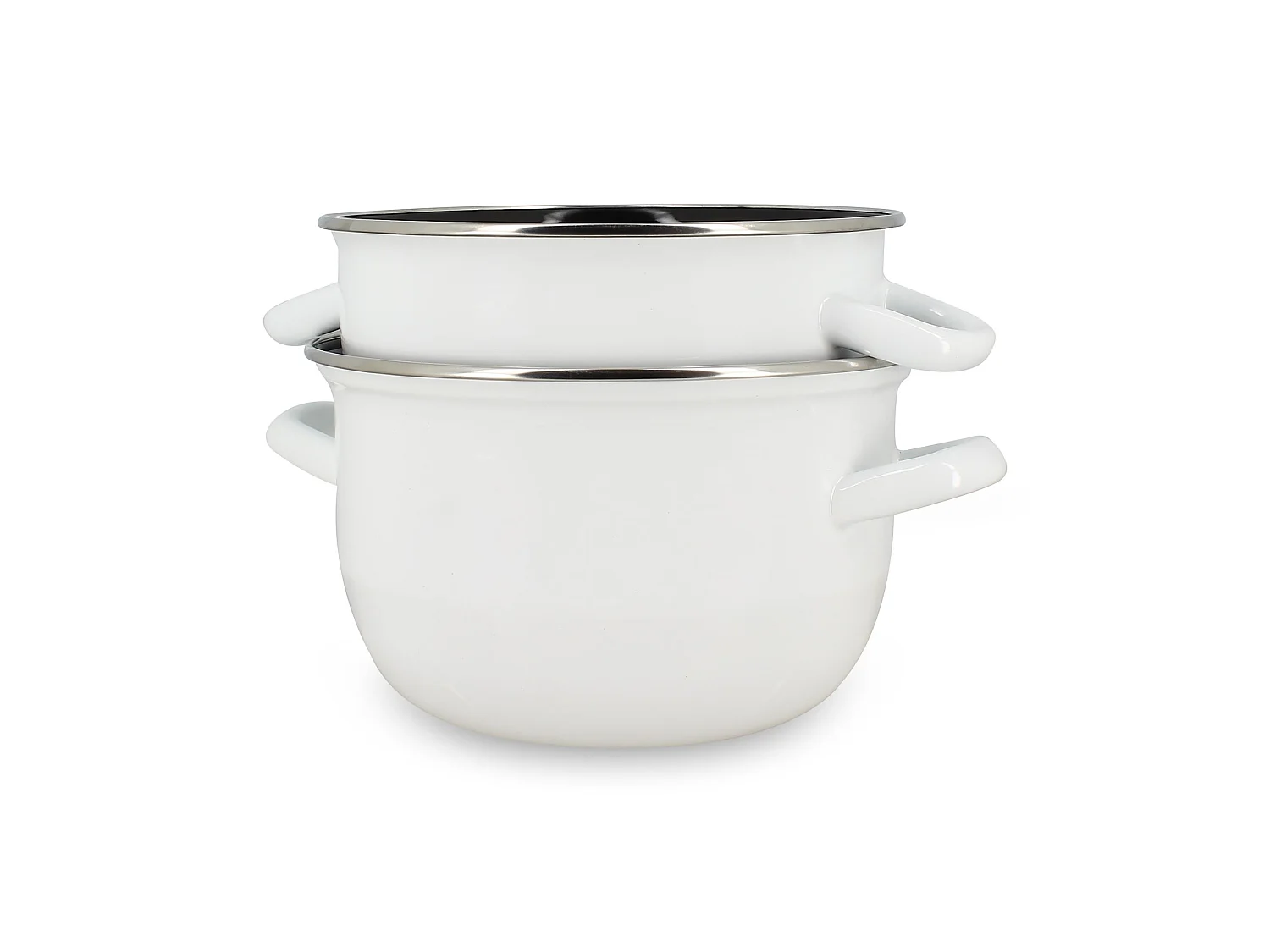 Menastyl - Marmite à Moules 18cm En Acier émaillé Blanc