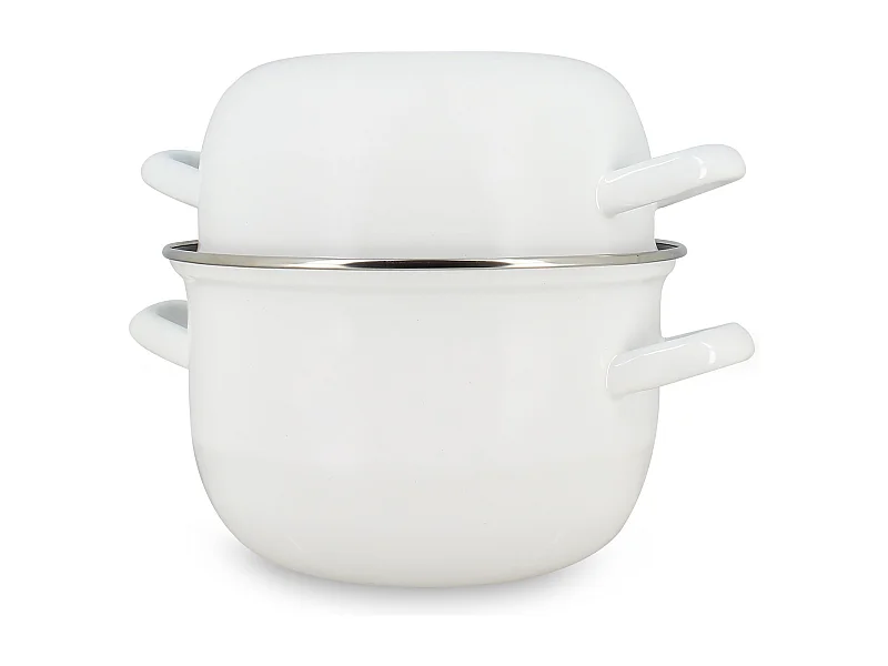 Menastyl - Marmite A Moules 18cm En Acier Emaille Blanc