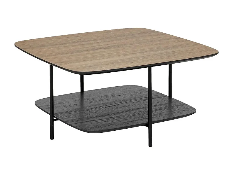 Table Basse Avec Étagère "Hodia" 75cm Naturel & Noir