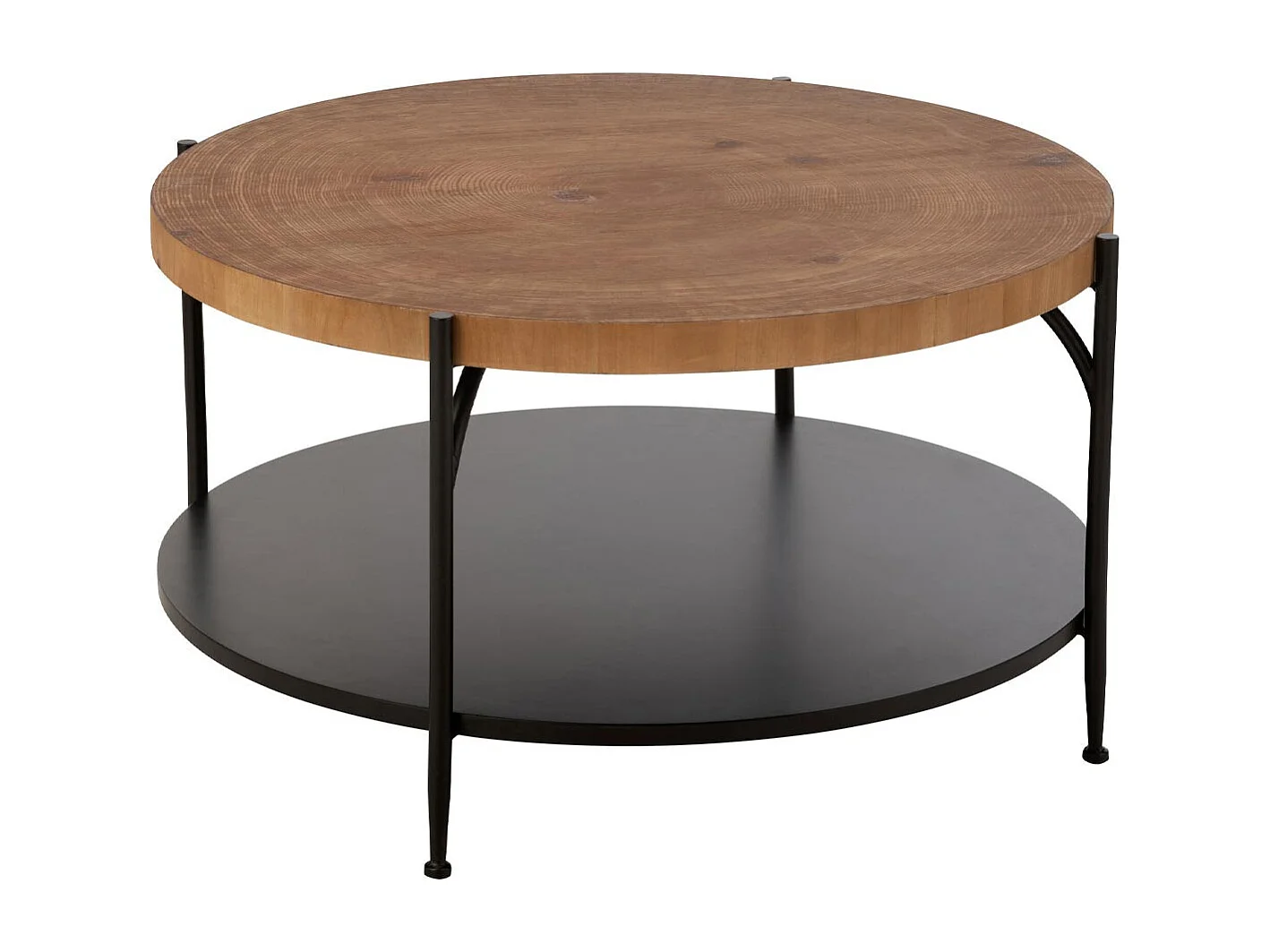 Table Basse Avec Étagère "Mia" 80cm Naturel & Noir