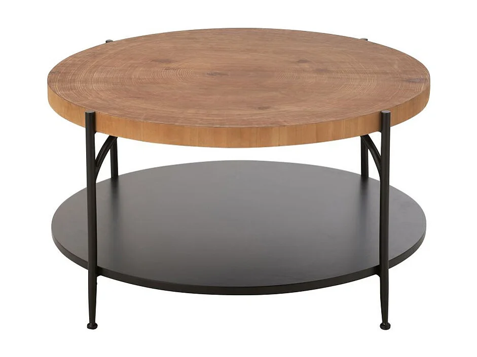 Table Basse Avec Étagère "Mia" 80cm Naturel & Noir