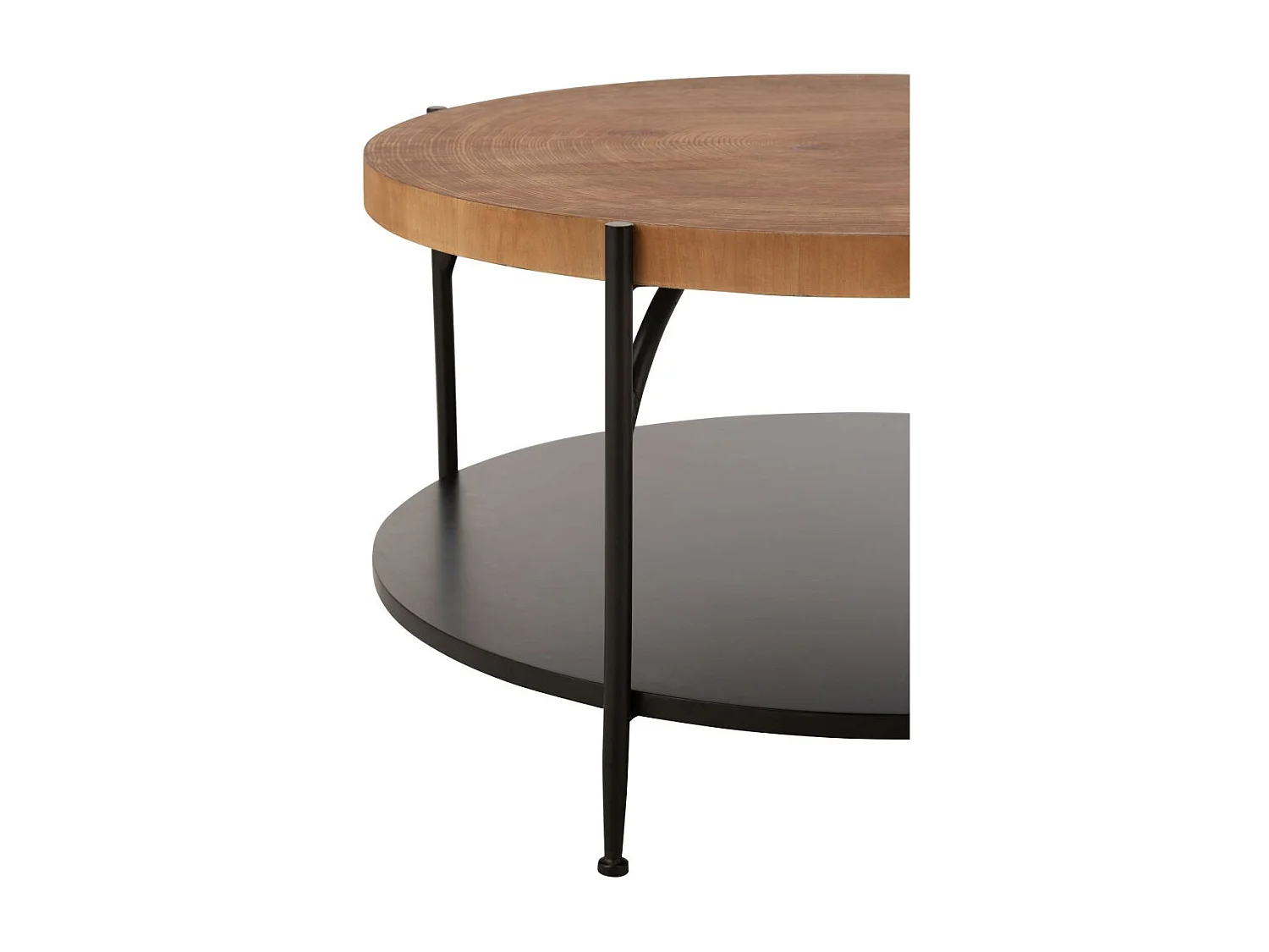 Table Basse Avec Étagère "Mia" 80cm Naturel & Noir