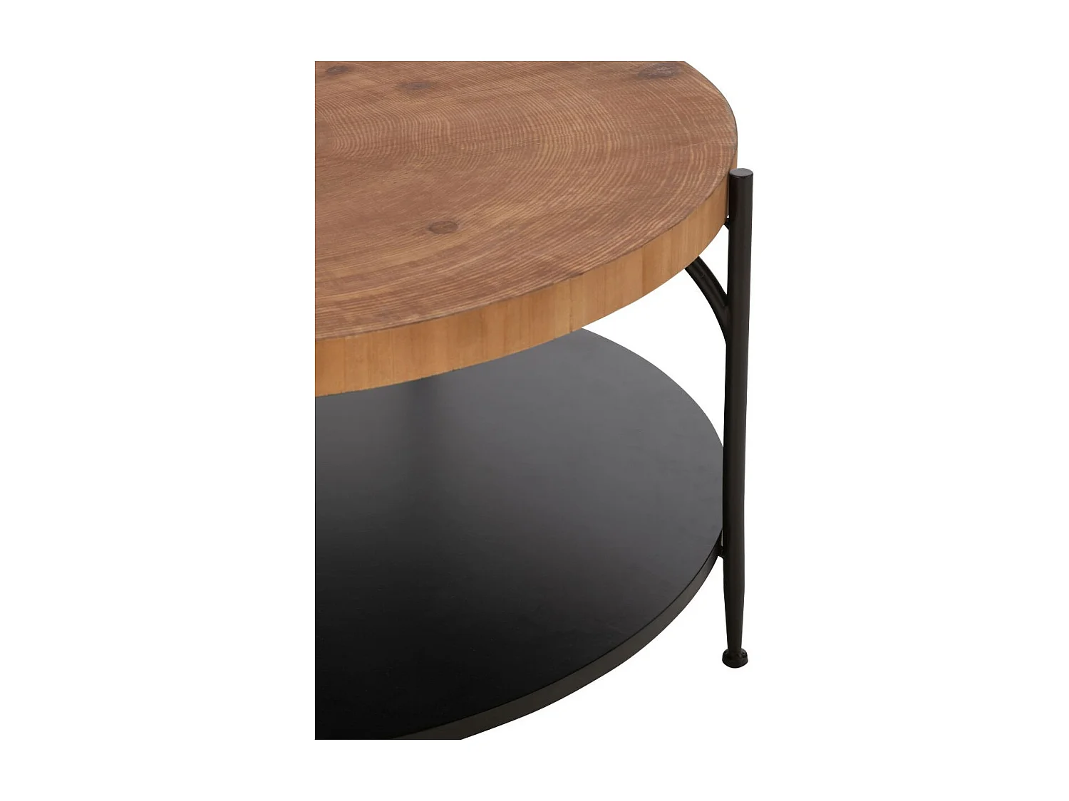 Table Basse Avec Étagère "Mia" 80cm Naturel & Noir
