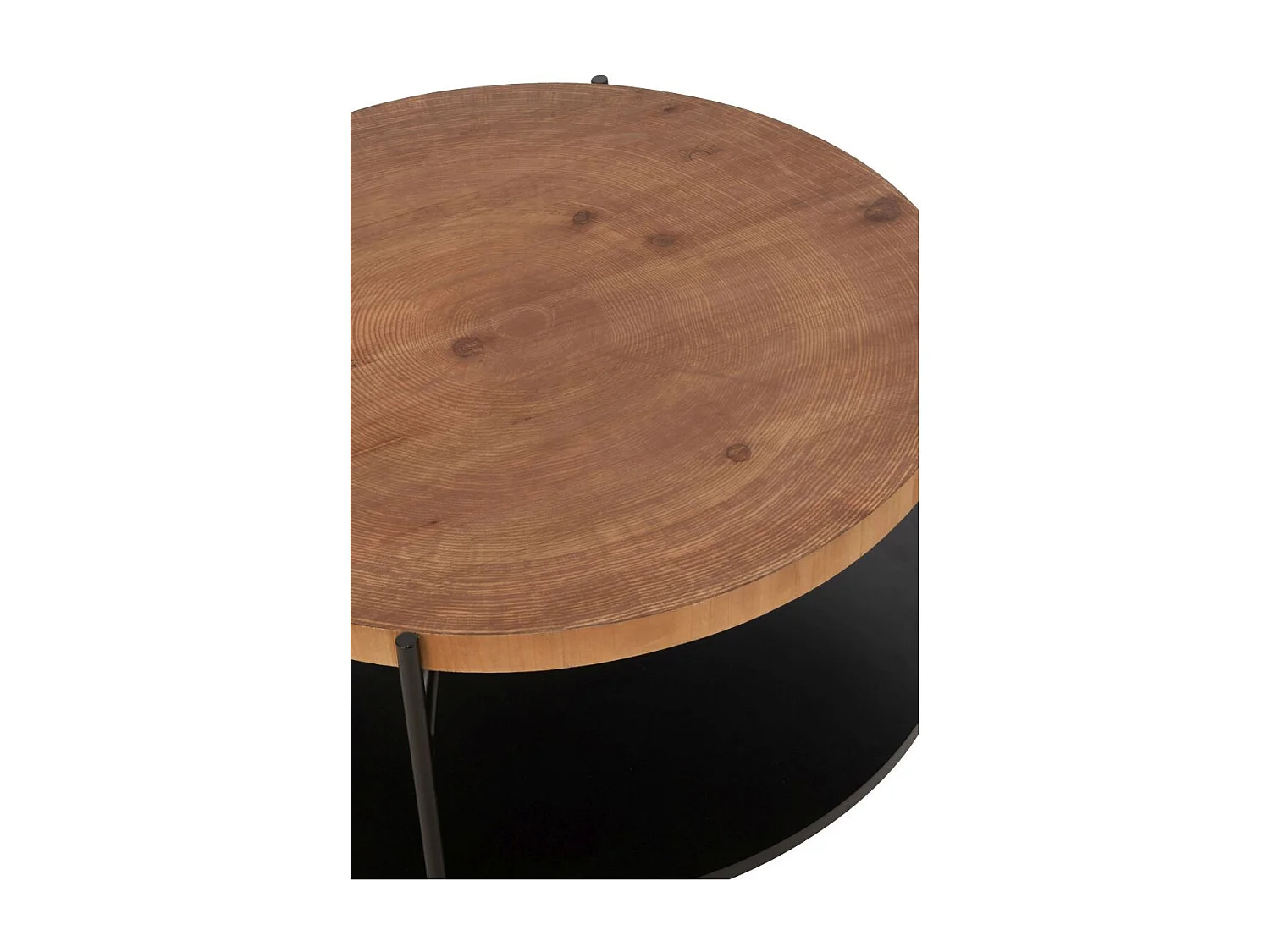 Table Basse Avec Étagère "Mia" 80cm Naturel & Noir