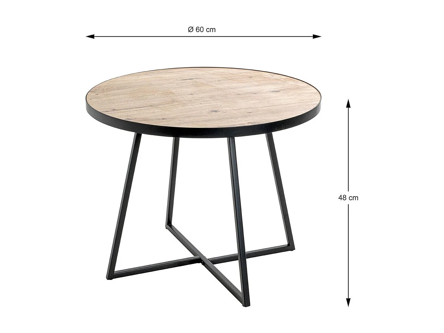 Table Basse "Miranda" 60cm Chêne & Noir