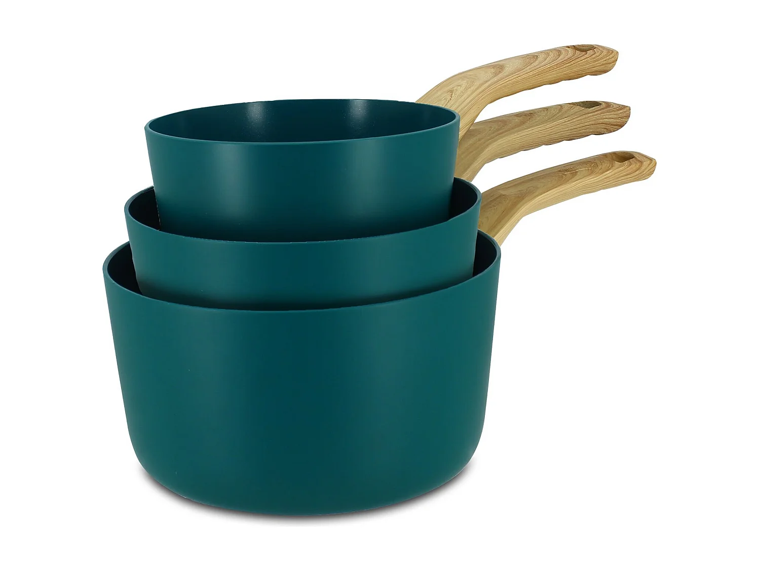 Menastyl - Set 3 Casseroles Bleu Canard Aluminium Compatible Induction 16/18 Et 20cm