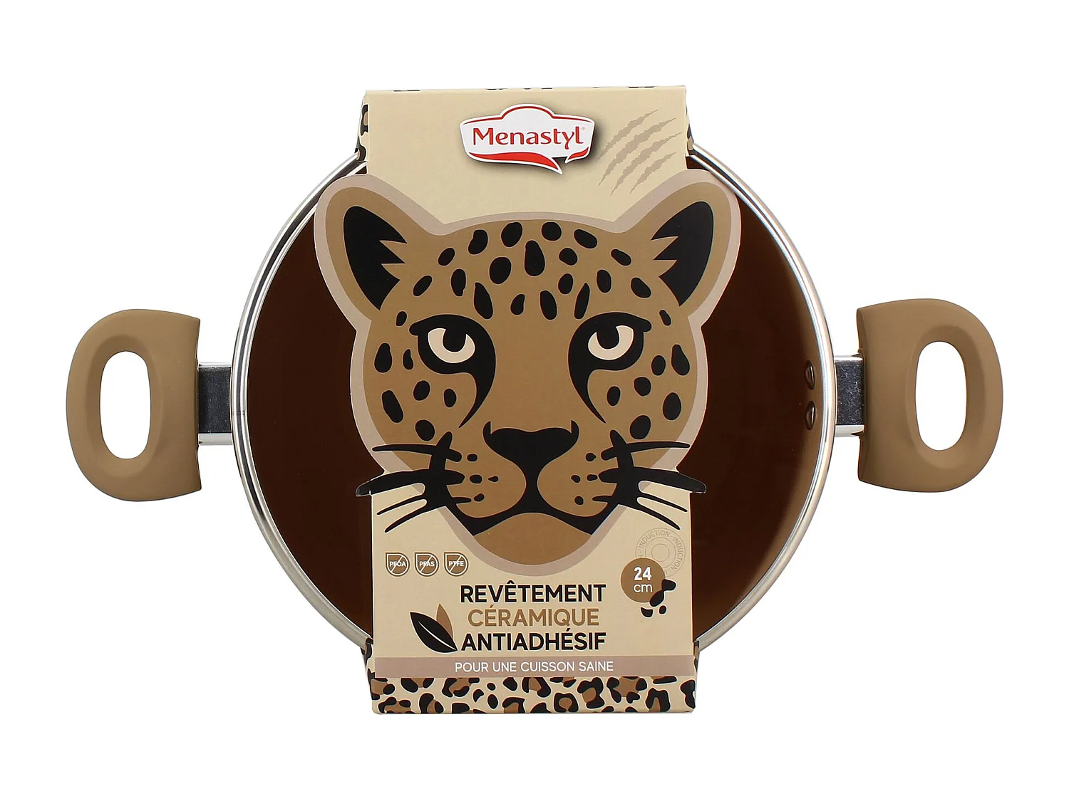 Menastyl - Faitout Leopard 24cm En Aluminium Revetement Ceramique Induction