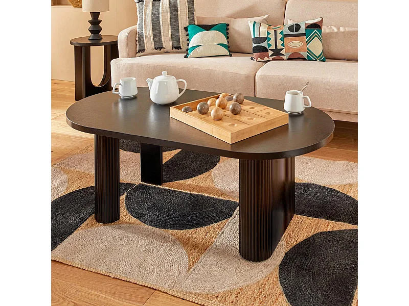 Table Basse Effet Cannelé "Olova" 120cm Noir