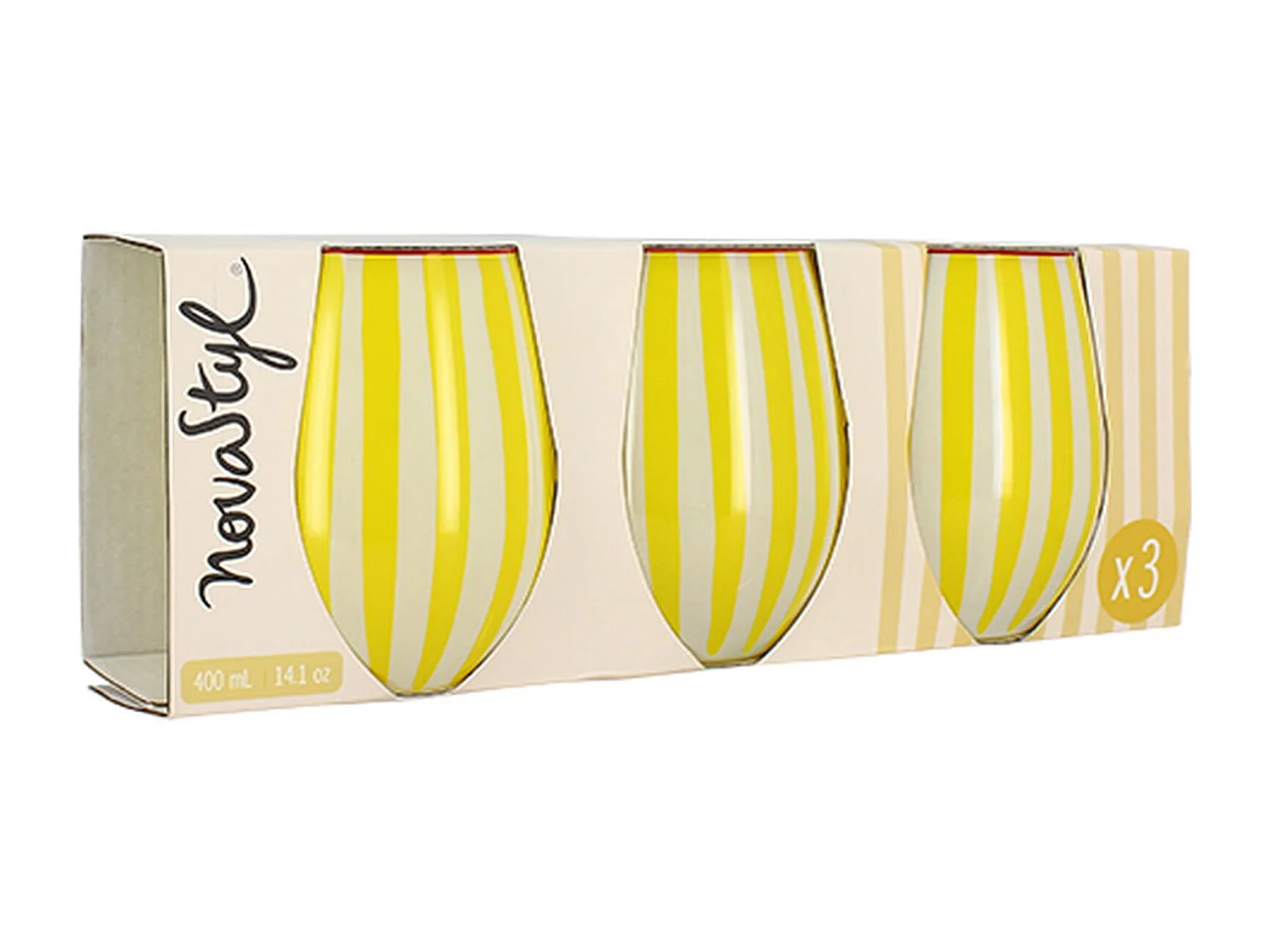 Novastyl - Lot De 3 Gobelets 40cl En Verre Jaune Circus