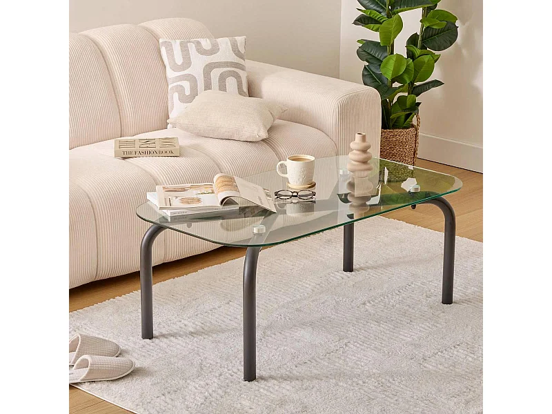 Table Basse en Verre "Hecate" 110cm Noir