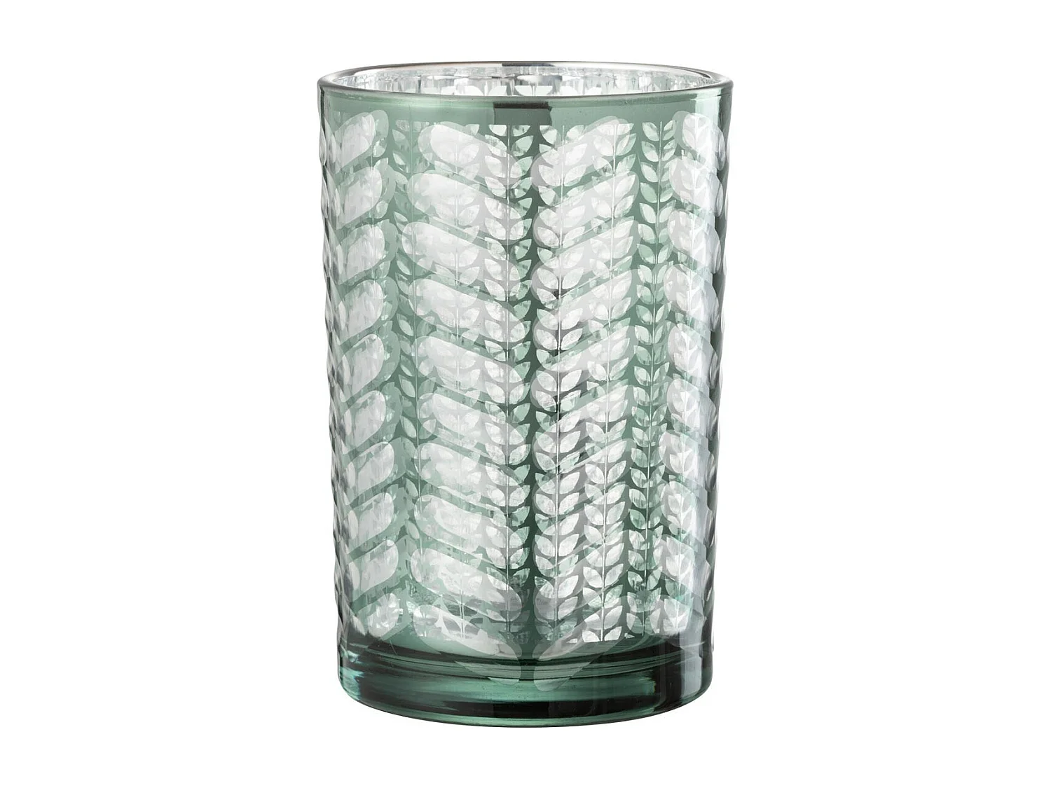 Photophore Design en Verre "Chevrons" 18cm Vert