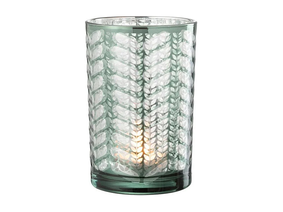 Photophore Design en Verre "Chevrons" 18cm Vert