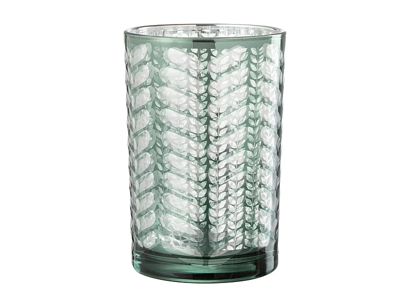 Photophore Design en Verre "Chevrons" 18cm Vert