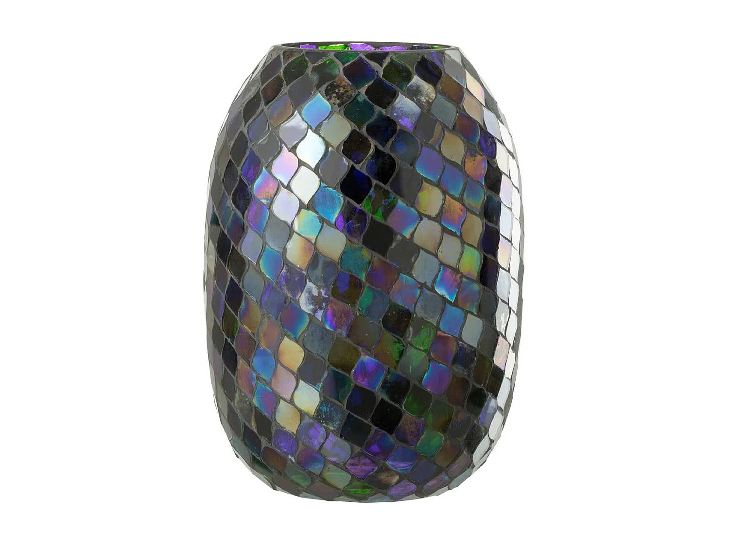 Photophore Mosaïque en Verre "Carmen" 25cm Mauve