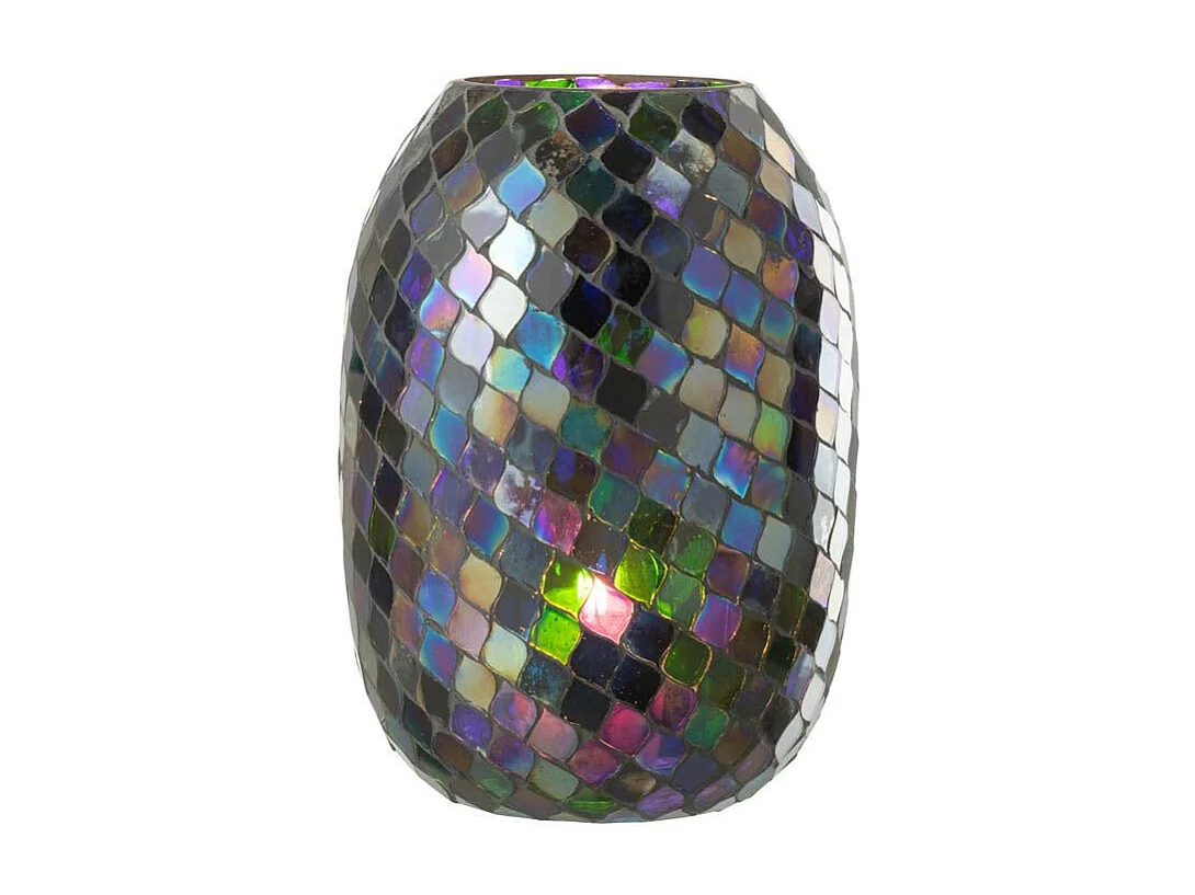 Photophore Mosaïque en Verre "Carmen" 25cm Mauve