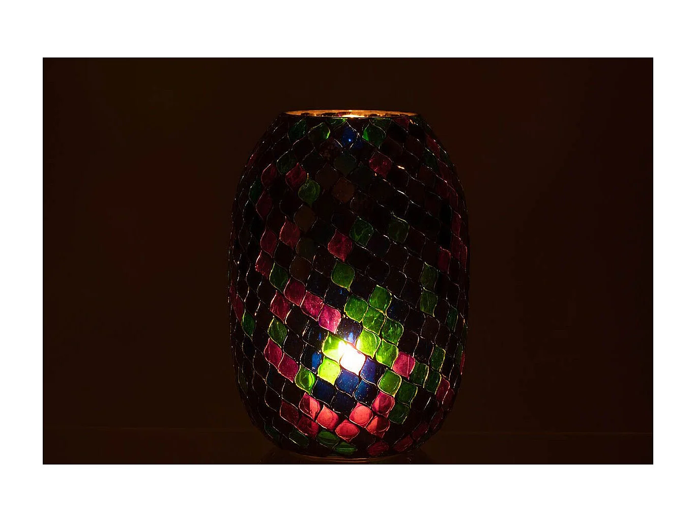 Photophore Mosaïque en Verre "Carmen" 25cm Mauve