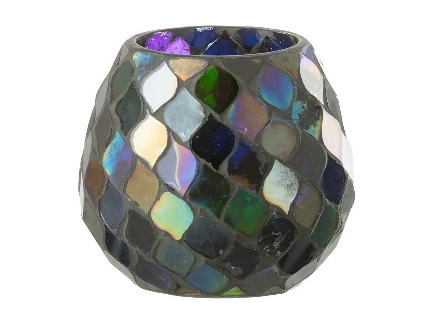 Photophore Mosaïque en Verre "Carmen" 11cm Mauve